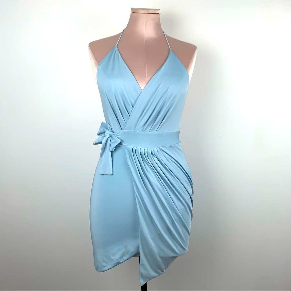 Light Blue Asymmetrical Slit Dress